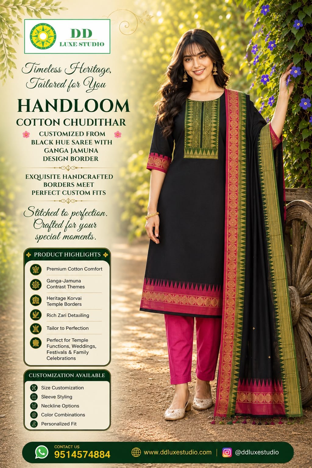 Black Kurtis pink green