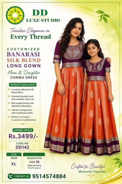 Customized Banarasi Silk Blend Long gown
